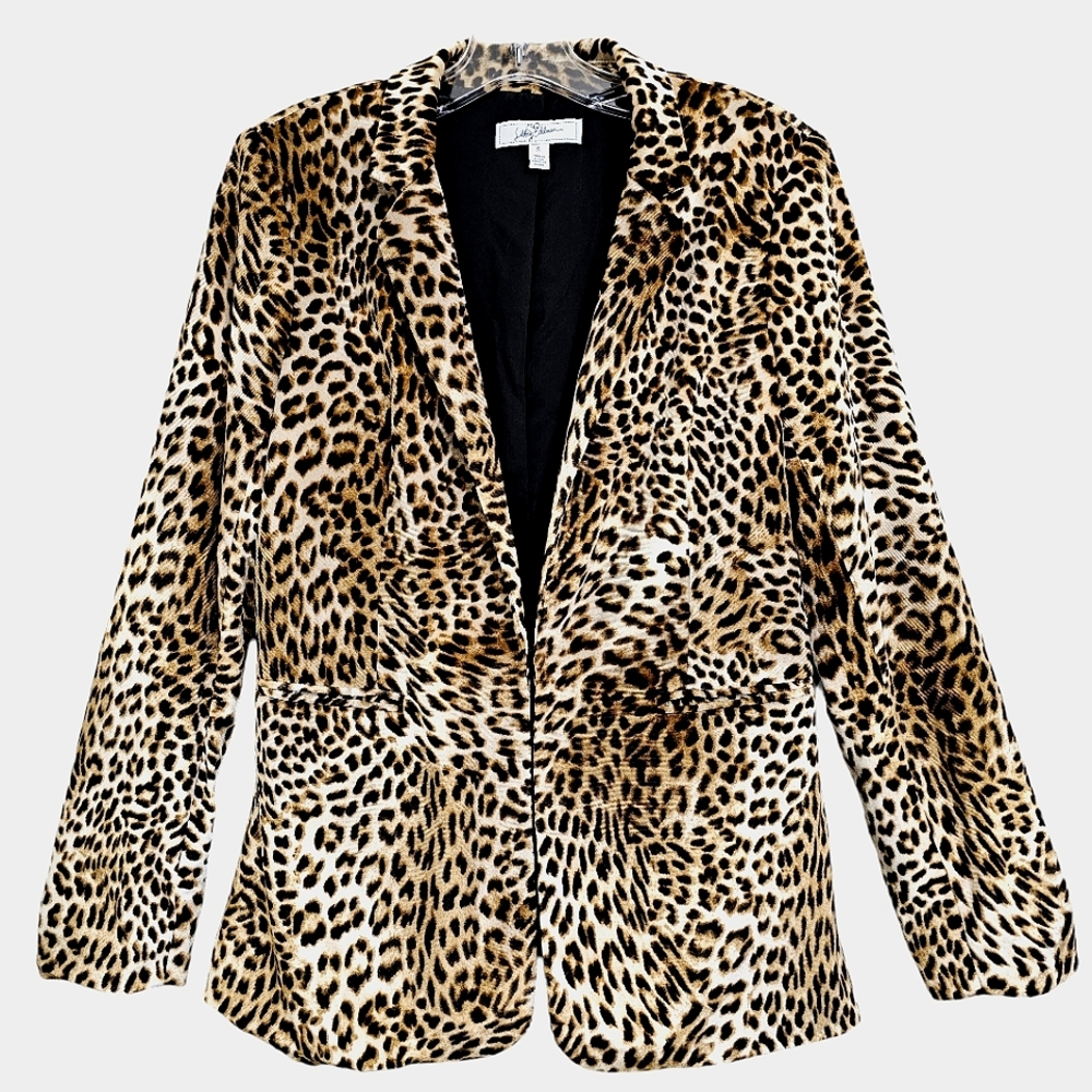 Libby Edelman Nwot Velvety Leopard Longsleeve Collared,Pockets, Blazer